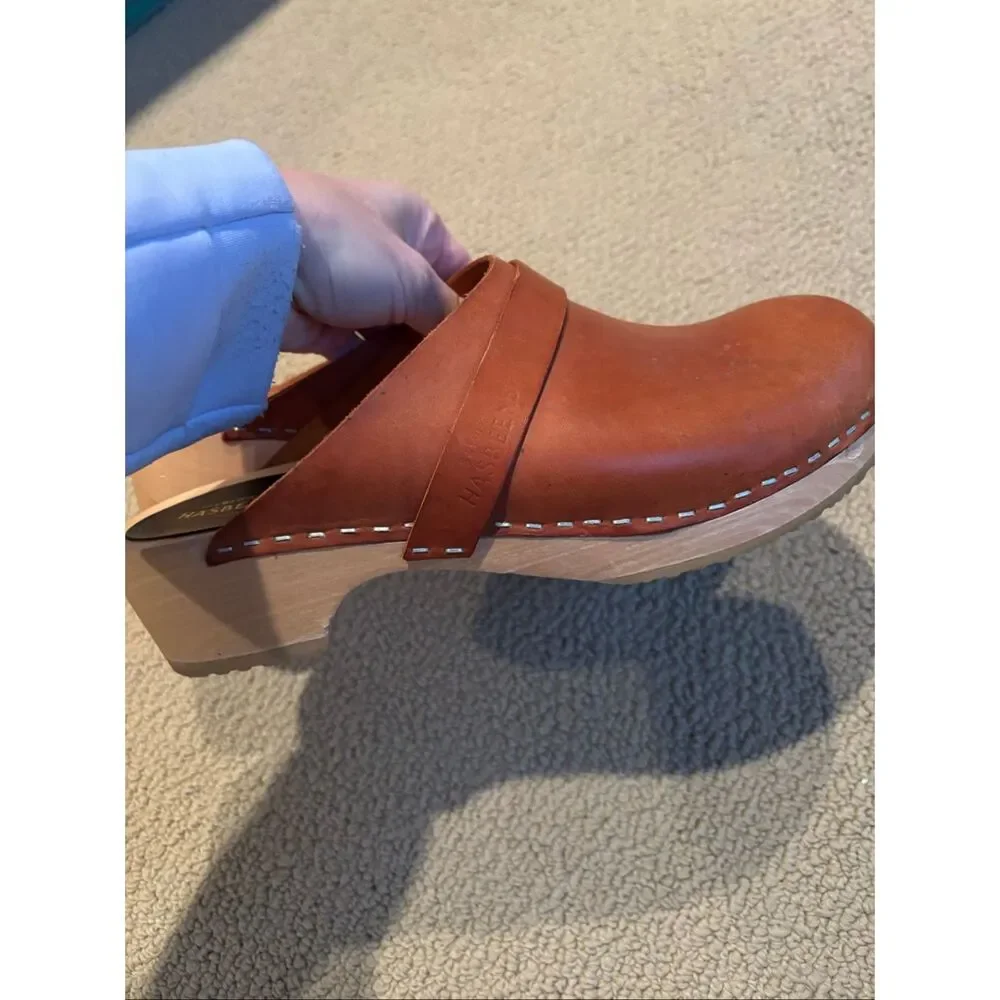 Swedish Hasbeens Husband Clogs in Cognac - Picture 5 of 6